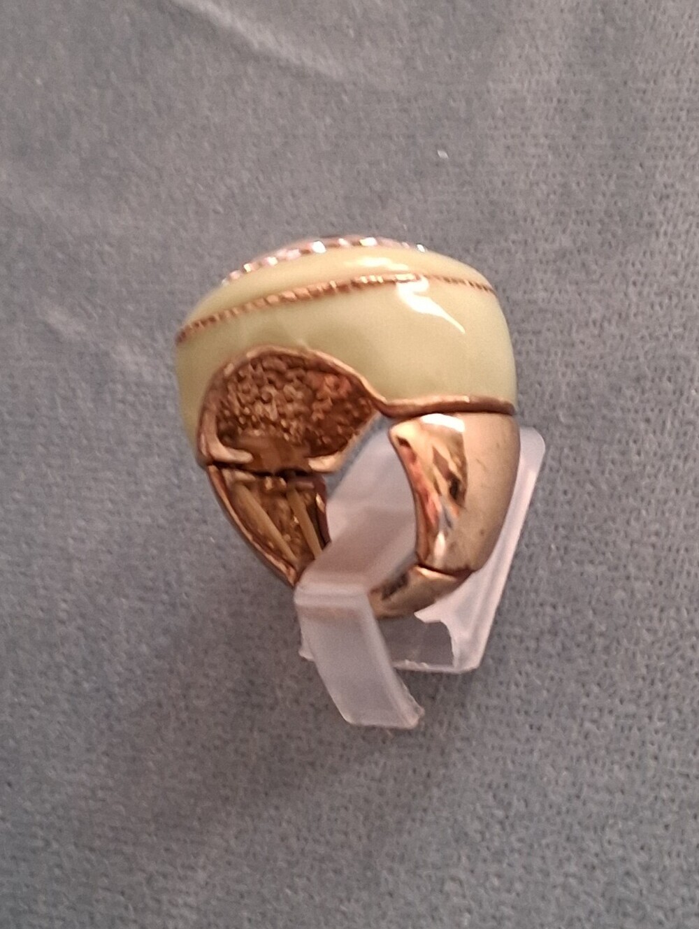 Vtg Enamel Crystal Cocktail Ring, Rare! - Picture 8 of 10